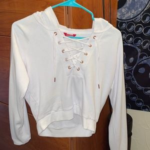 Guess cropped criss-cross hoodie!
